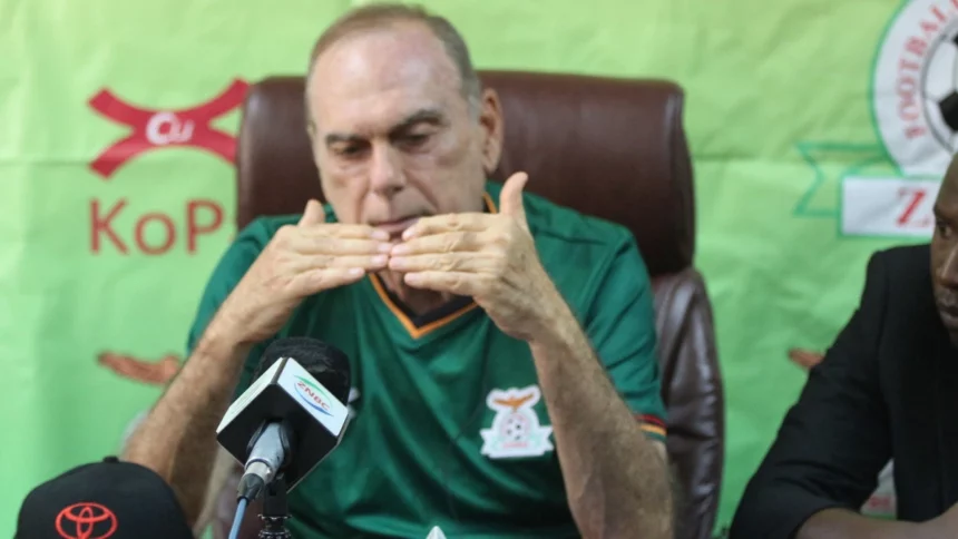 Avram Grant addressing the media in Lusaka at the Football House-( Picture by Chongo Sampa/BolaNews)