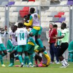 Serigne Fallou Diouf of Senegal celebrates goal during the 2023 Under 17 Africa Cup of Nations Group A match between Senegal and Congo at the Nelson Mandela Stadium in Algiers, Algeria on 30 April 2023 @Djaffar Lakjal/BackpagePix