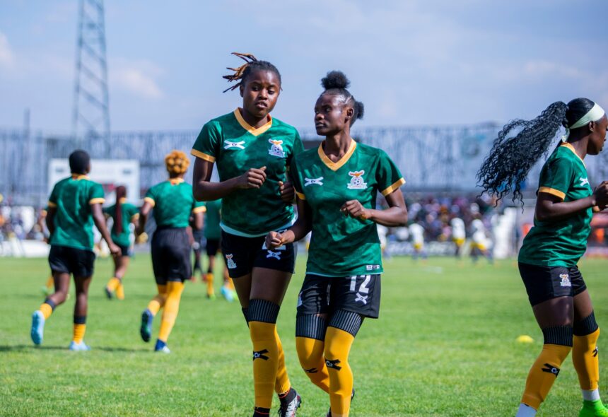 Esther Banda and Evarine Susan Katongo at the Woodlands stadium in Lusaka.