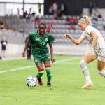 Evarine Katongo faces a Swiss opponent. (Picture via FAZ Media)