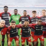 Aime Mabika ( second from left in second row) and his Toronto FC teammates.