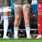 Yamila Rodriguez (tattoo details) of Argentina is seen prior to the FIFA Women's World Cup Australia & New Zealand 2023 Group G match between Italy and Argentina at Eden Park on July 24, 2023 in Auckland / Tāmaki Makaurau, New Zealand. (Photo by Carmen Mandato/Getty Images)