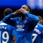 Fashion Sakala celebrates his first pre-season goal. (Picture via Twitter/@RangersFC)