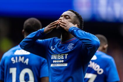 Fashion Sakala celebrates his first pre-season goal. (Picture via Twitter/@RangersFC)