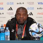 Bruce Mwape speaks to the media in the post match press conference after the FIFA Women's World Cup Australia & New Zealand 2023 Group C match between Spain and Zambia at Eden Park on July 26, 2023 in Auckland / Tāmaki Makaurau, New Zealand. (Photo by Jan Kruger - FIFA/FIFA via Getty Images)