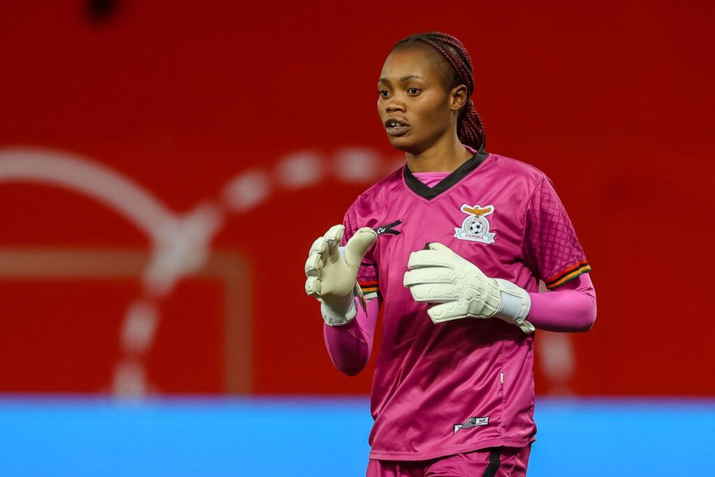 Catherine Musonda looks on during the Women's international friendly between Germany and Zambia at Sportpark Ronhof Thomas Sommer on July 7, 2023 in Fuerth, Germany. (Photo by Roland Krivec/DeFodi Images via Getty Images)