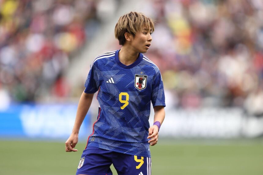 Riko Ueki of Japan during the 2023 SheBelieves Cup match between Japan and United States at GEODIS Park on February 19, 2023 in Nashville, Tennessee. (Photo by James Williamson - AMA/Getty Images)