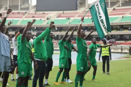 Gor Mahia players celebrating their league title. (Picture via Instagram/ @official_gmfc)