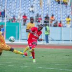 Clatous Chama shoots the ball during Simba's Caf Champions League game against Power Dynamos FC at the Levy Mwanawansa in Ndola on 16/09/2023- (Picture via Simba SC media)