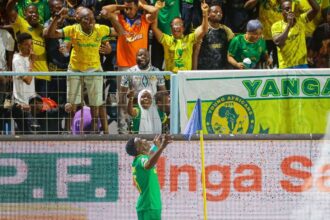 Kennedy Musonda celebrates his goal for Yanga SC. (Picture via Yanga SC media)