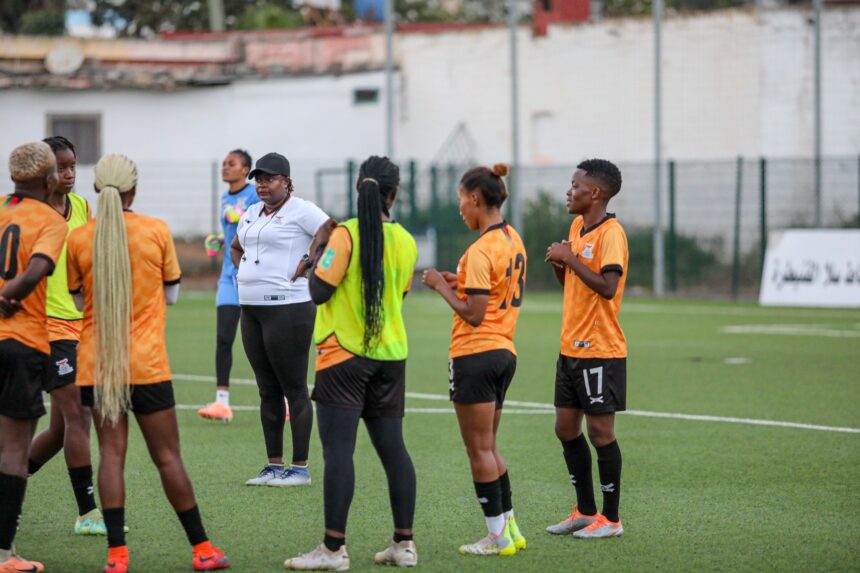 Florence Mwila with the Copper Queens during training in Morocco. (Picture via FAZ Media)