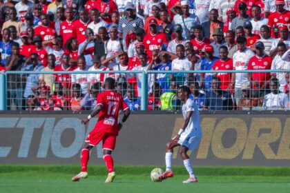 Kondwani Chiboni in action against Simba SC at the AZAM Sports Complex in Tanzania. (Picture via Power Dynamos FC media)