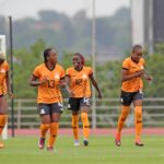 Pauline Zulu of Zambia celebrates goal with teammates during the 2023 Hollywoodlbets COSAFA Womens Championship match between Zambia and Comoros at UJ Stadium in Johannesburg on 10 September 2023 ©Samuel Shivambu/BackpagePix