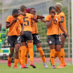 Pauline Zulu of Zambia celebrates goal with teammates during the 2023 Hollywoodlbets COSAFA Womens Championship match between Zambia and Comoros at UJ Stadium in Johannesburg on 10 September 2023 ©Samuel Shivambu/BackpagePix