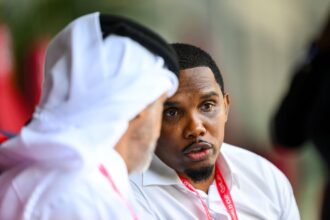 Cameroonian Football Federation President Samuel Eto'o during the FIFA World Cup Qatar 2022 Group G match between Cameroon and Serbia at Al Janoub Stadium on November 28, 2022 in Al Wakrah, Qatar. (Photo by Stephen McCarthy - FIFA/FIFA via Getty Images)