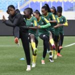 South Africa Women's National Team players during training in Kinshansa. (Photo via Banyana Banyana media)