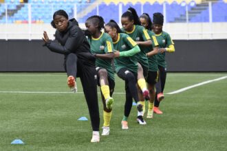 South Africa Women's National Team players during training in Kinshansa. (Photo via Banyana Banyana media)