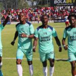 Nkwazi players celebrate victory over Nkana FC at the Woodlands stadium in Lusaka. (Photo via Nkwazi FC media)