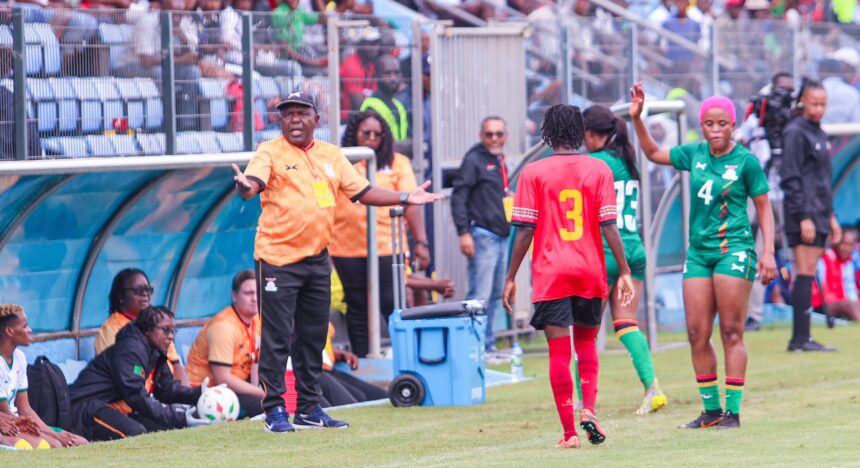 Copper Queens head coach Bruce Mwape during the WAFCON qualifier against Angola on November, 29, 2023 in Luanda. (Photo via FAZ media)