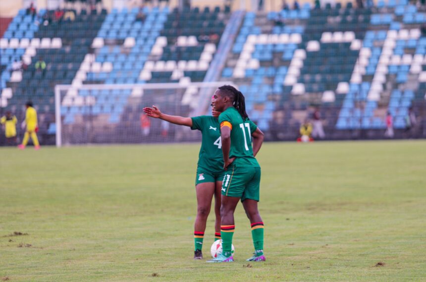 Babra Banda and Susan Banda during the WAFCON qualifier against Angola on November, 29, 2023 in Luanda. (Photo via FAZ media)