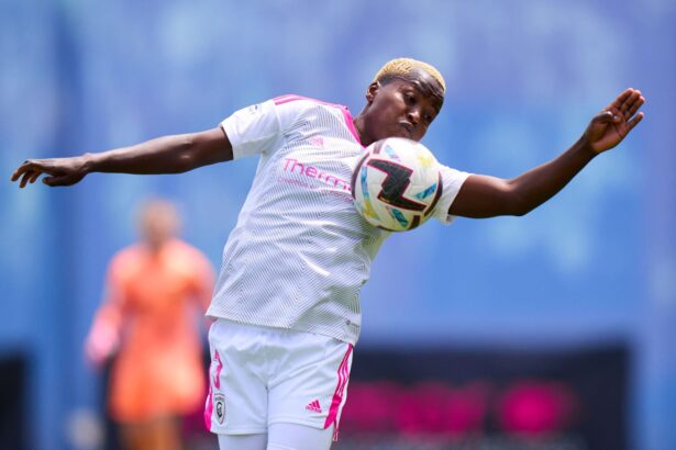 Racheal Kundananji in action for Madrid CFF (Photo by Diego Souto/Quality Sport Images/Getty Images)