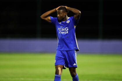 Tawanda Maswanhise of Leicester City during the PL2 game at Seagrave on September 25, 2023 in Barrow On Soar, England. (Photo by Plumb Images/Leicester City FC via Getty Images)