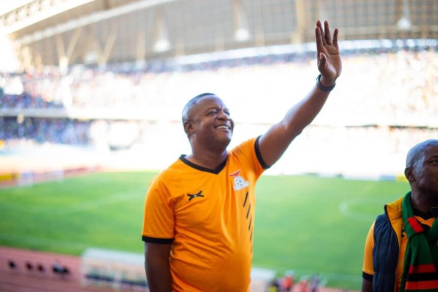 Zambia's minister of Sports, Elvis Nkandu at the Levy Mwanwansa stadium in Ndola. (Photo/courtesy)