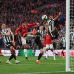 Casemiro of Manchester United scores the team's first goal during the Carabao Cup Final match between Manchester United and Newcastle United at Wembley Stadium on February 26, 2023 in London, England. (Photo by Eddie Keogh/Getty Images)