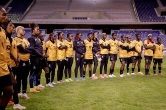 Copper Queens during a night training session at the Levy Mwanawansa stadium in Ndola. (Photo via FAZ media)
