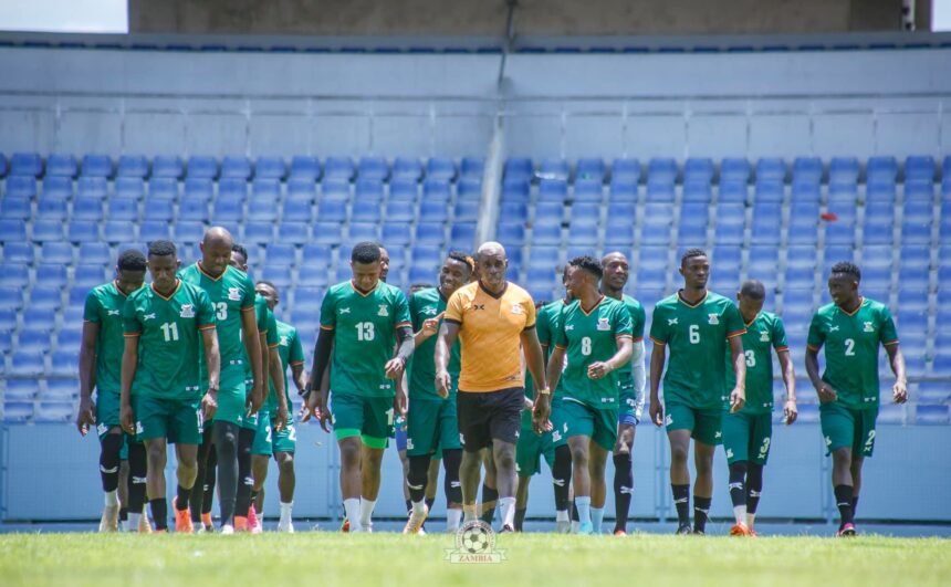 Zambia National Team during a training session at the Levy Mwanawansa stadium in November 2023. (Photo via FAZ Media)