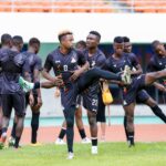 Skipper Lubambo Musonda and Kings Kangwa with the Chipolopolo Boys during traning at the Heroes National Stadium on December 28, 2023 in Lusaka. (Photo via FAZ media)