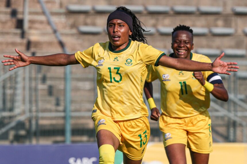 Nicole Michael scored her first goal for Banyana Banyana against Burkina Faso. (Photo via X @Banyana Banyana)