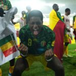 Salif Noah Leintu of Mali celebrates victory following the FIFA U-17 World Cup 3rd Place Final match between Argentina and Mali at Manahan Stadium on December 01, 2023 in Surakarta, Indonesia. (Photo by Alex Caparros - FIFA/FIFA via Getty Images,)