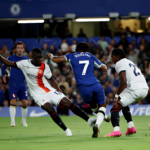 Raheem Sterling of Chelsea scores the team's first goal during the Premier League match between Chelsea FC and Luton Town at Stamford Bridge on August 25, 2023 in London, England. (Photo by Eddie KeoghGetty Images)