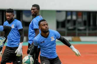 Mwenya Chibwe during a training session with the Zambia National Team. (Photo via IG/@chibwe40)