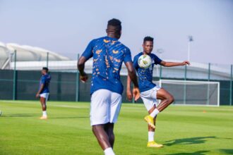 Gift Mpande during training with the Chipolopolo Boys on Janaury 8, 2024 in Taif, Saudi Arabia. (Photo via FAZ media)