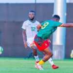 Emmanuel Banda in action against Cameroon in a pre-Afcon friendly game on January 9, 2024 in Saudi Arabia. (Photo via FAZ media)