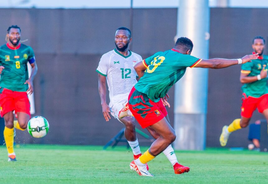 Emmanuel Banda in action against Cameroon in a pre-Afcon friendly game on January 9, 2024 in Saudi Arabia. (Photo via FAZ media)