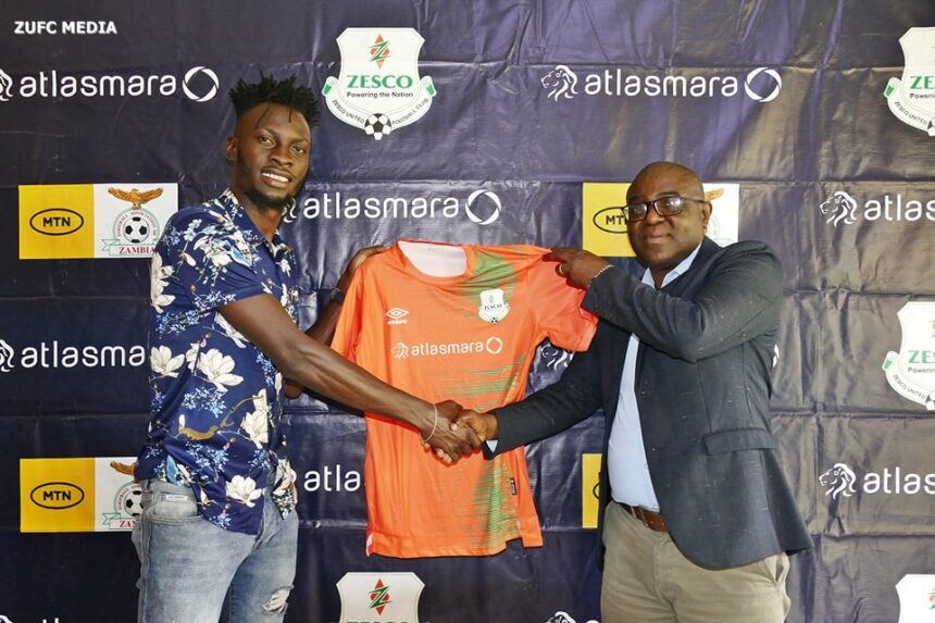 Jesse Jackson WERE was unveiled as a ZESCO United player on Janaury 24, 2023 in Ndola. (Photo via ZUFC Media)