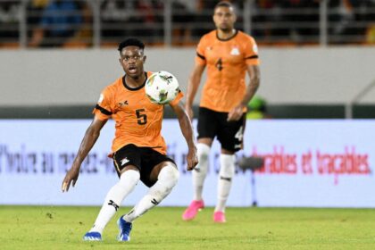Zambia’s midfielder Miguel Chaiwa (L) controls the ball during the Africa Cup of Nations (CAN) 2024 group F football match between Zambia and Morocco. (Photo by SIA KAMBOU / AFP)