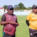 Zambian Women's National Team coach Bruce Mwape (on the left). (Photo via FAZ media)