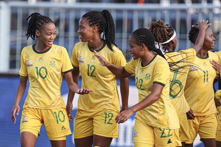 Banyana Banyana celebrating victory over Tanzania. (Photo via X/@Banyana_Banyana)