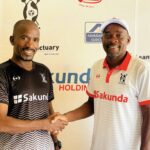 Kelvin Kaindu and his newly appointed Assistant Coach Try Ncube. (Photo via FB/Highlanders F.C )