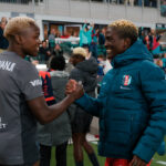 Racheal Kundananji and Temwa Chawinga after facing each other in the NWSL on Sunday morning. (Photo via X/@thekccurrent)