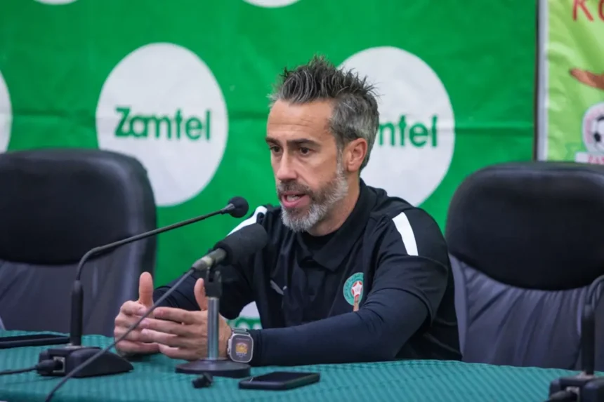 Morocco Women's National Team coach, Jorge Vilda during the post-match press conference at the Levy Mwanawansa stadium in Ndola. (Photo/BolaNews Gallery)