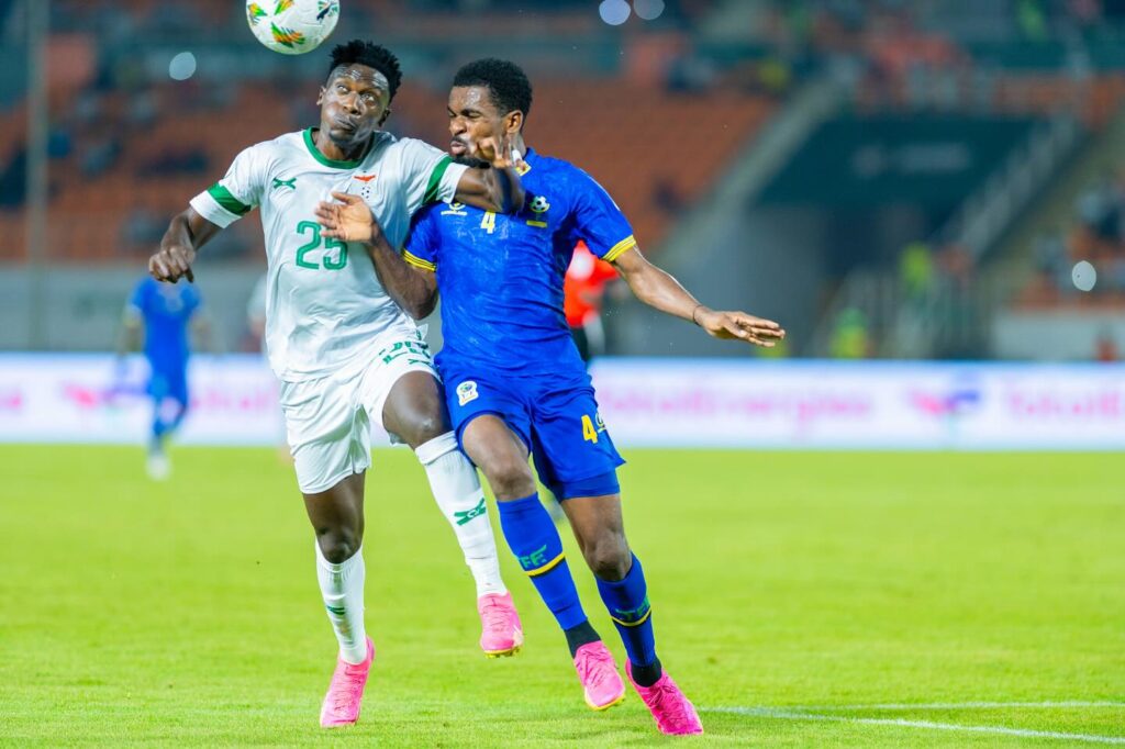 Kernnedy Musonda in action against Tanzania during the 2023 afcon. (Photo via FAZ media)