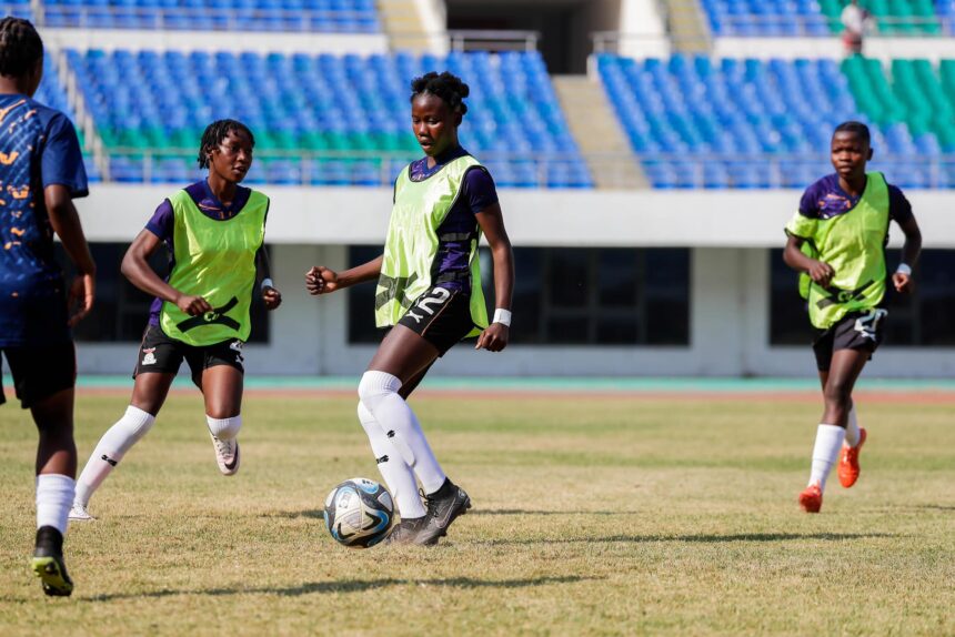 Natasha Nkaka during training at the National Heroes stadium in Lusaka. (Photo via FAZ media)