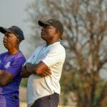 Wedson Nyirenda and his assistant during a training seassion. (Photo via FB/ Sensational Zanaco FC)