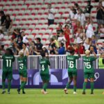 NICE, FRANCE - JULY 25: Players of Team Zambia acknowledge the fans after the Women's group B match between United States and Zambia during the Olympic Games Paris 2024 at Stade de Nice on July 25, 2024 in Nice, France. (Photo by Stuart Franklin - FIFA/FIFA via Getty Images)