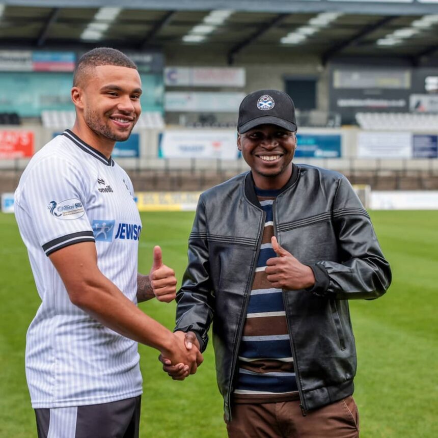 Frankie Musonda and Charles Chibaala at Somerset Park in Scotaland.